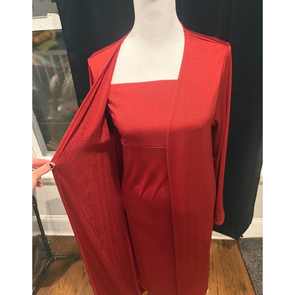Asos Design Maternity Strapless Dress & Long Cardigan Set Red Size 10